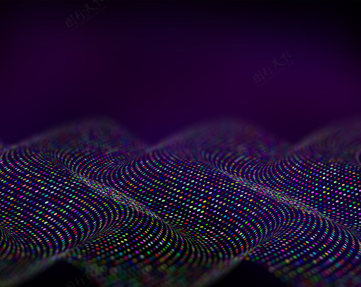 数字景观一个抽象的技术背景与流动的网络粒子三维渲染数字点运动