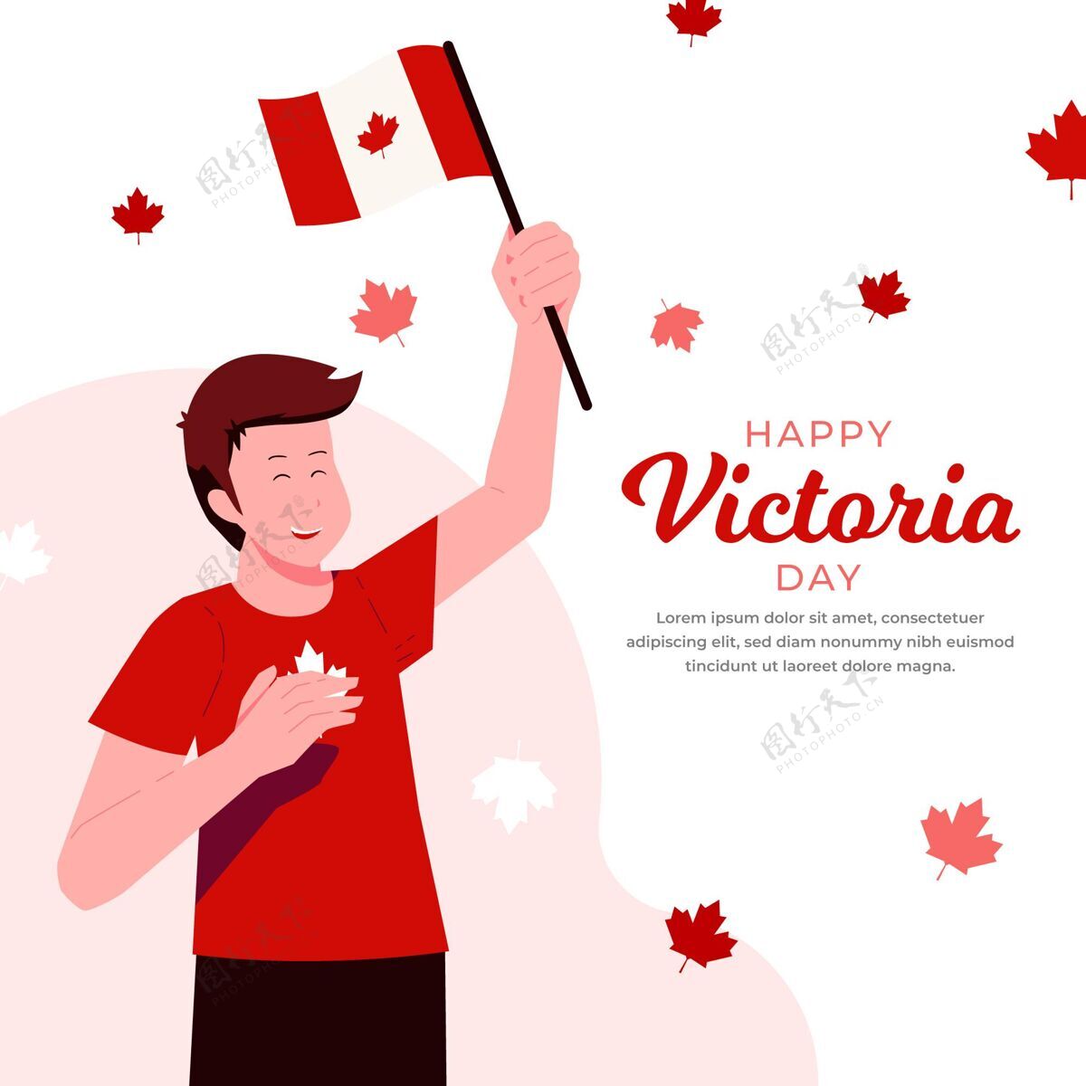节日有机公寓加拿大维多利亚日插画加拿大国旗有机加拿大