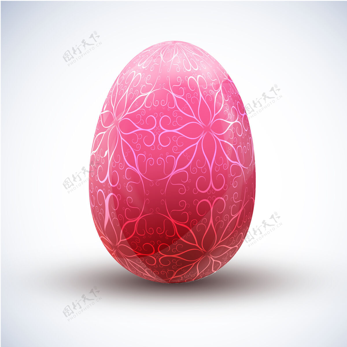乐趣复活节快乐粉红色彩蛋与美丽的装饰图标上的光表面现实主义矢量插图单传统复活节