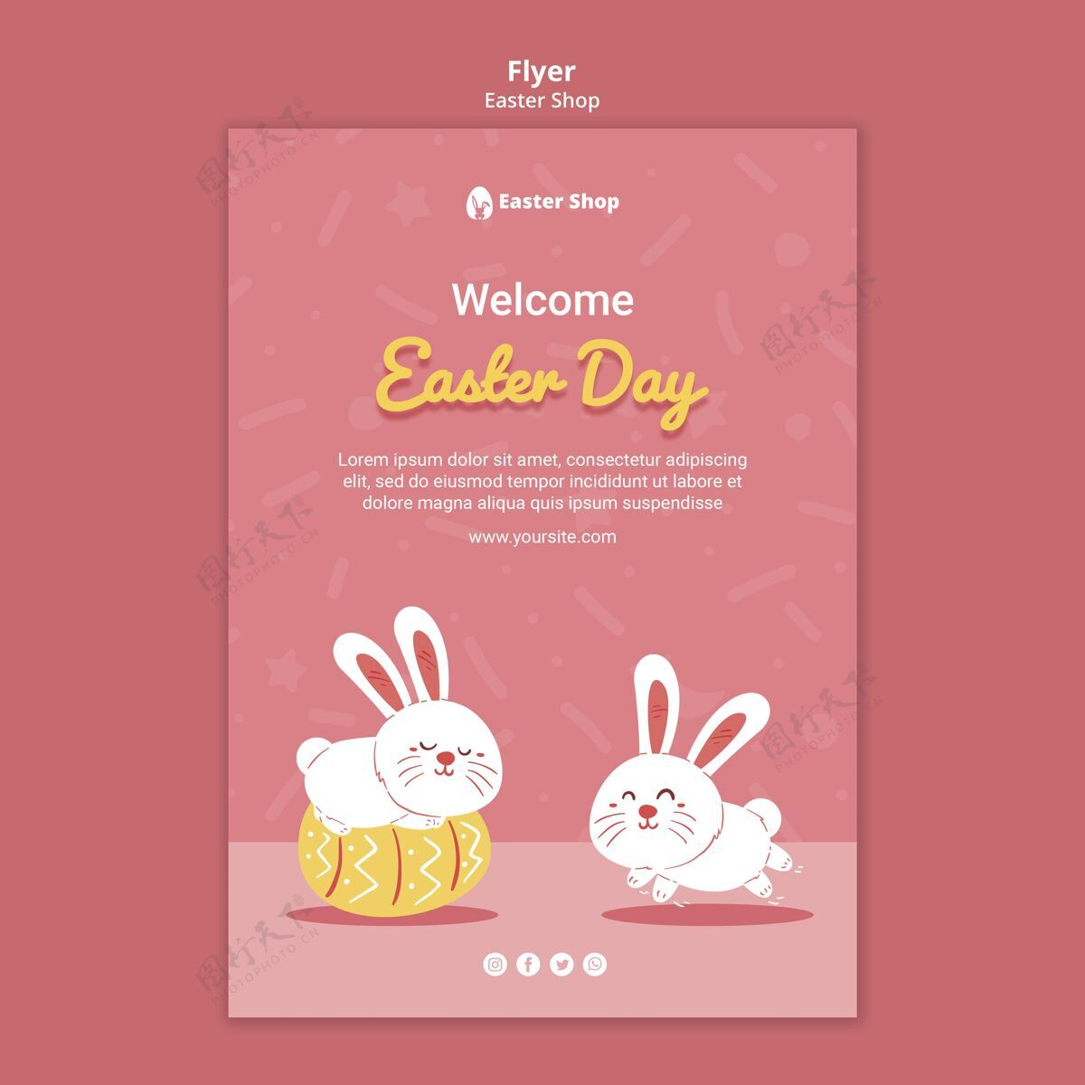 逾越节可爱的复活节海报模板海报印刷模板兔子