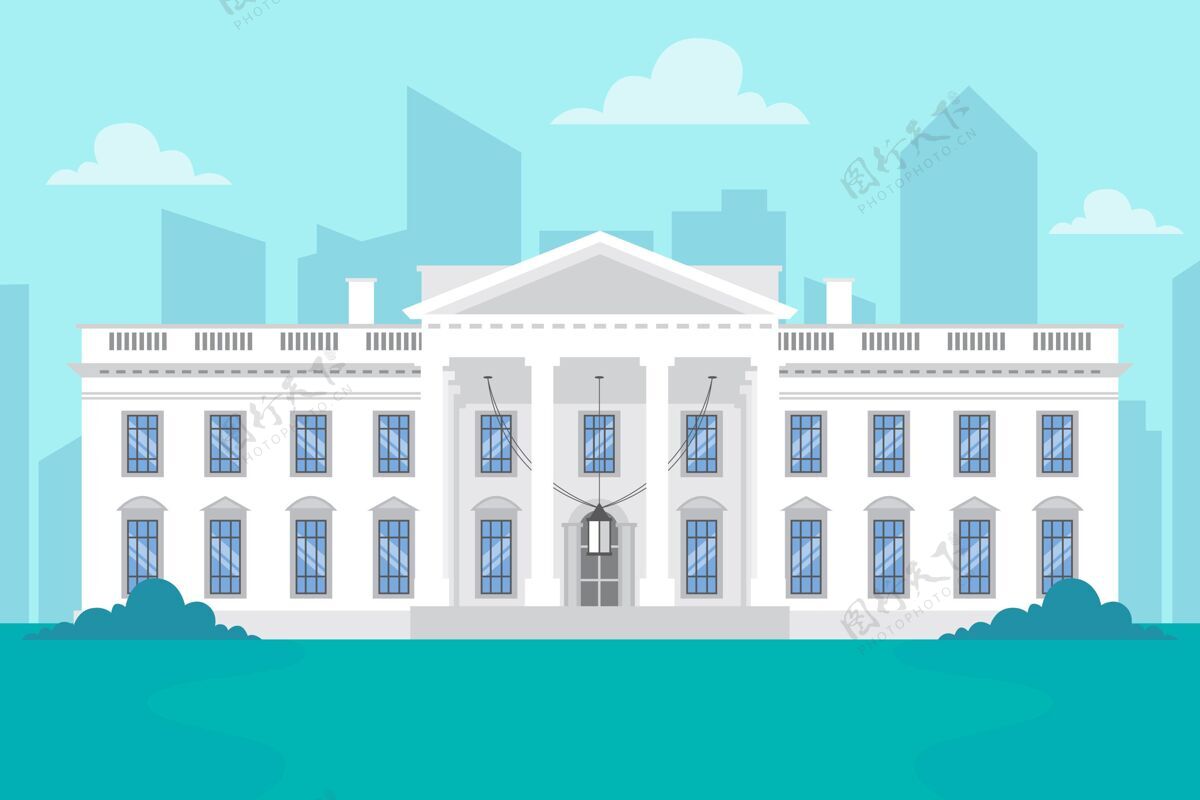 公寓白宫平面设计插画房子住宅行政