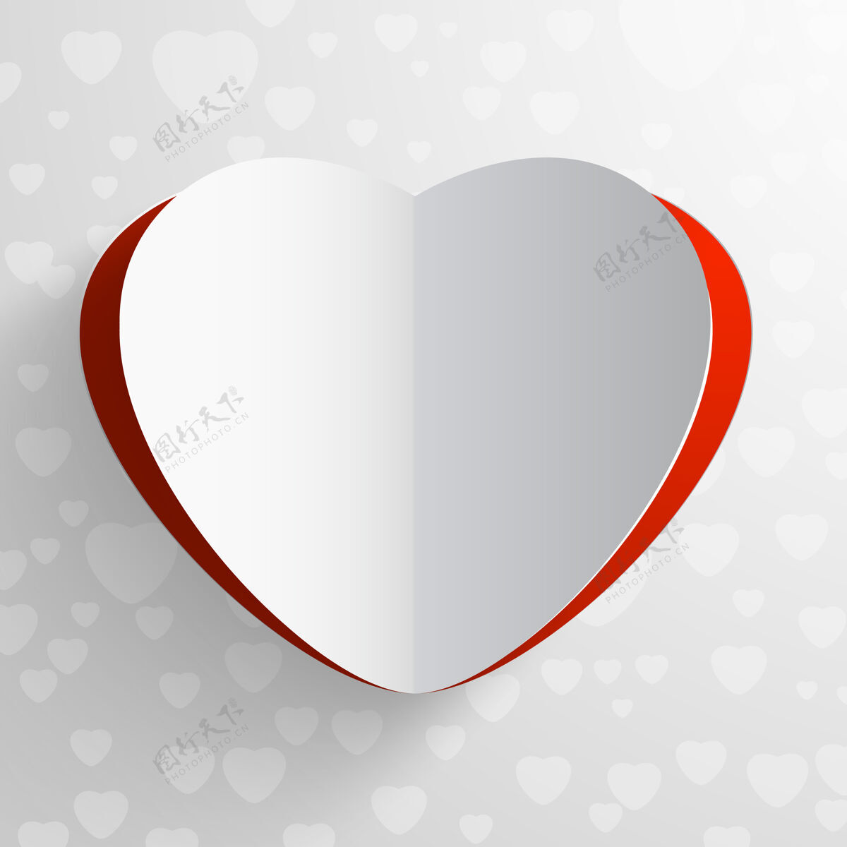 心纸上红白相间的情人节贺卡 以心形出现约会纸卡片
