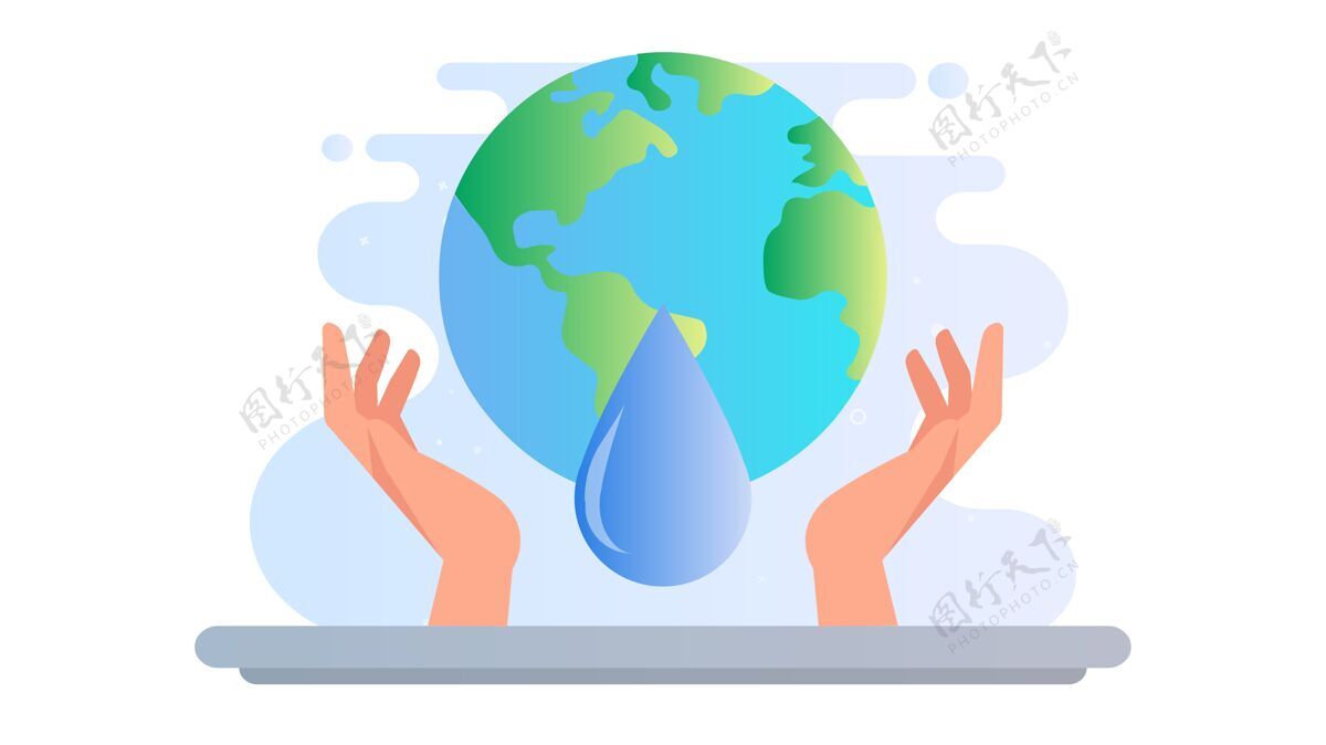 地球世界水日插画背景水滴节约用水蓝色