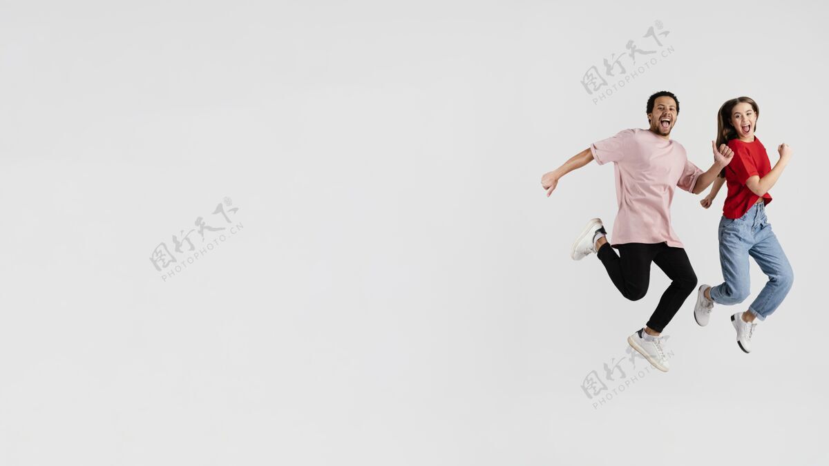 跳跃复制空间朋友跳跃女人女人模特