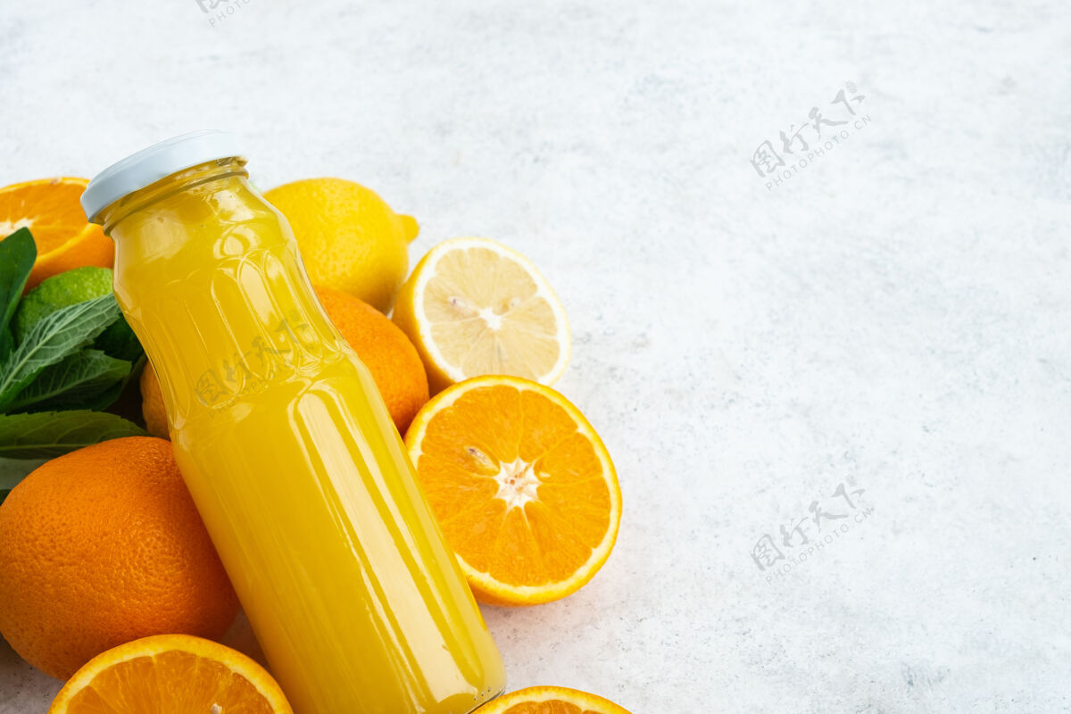 果汁玻璃瓶装柑橘汁维生素c 增强免疫力热带饮料饮料