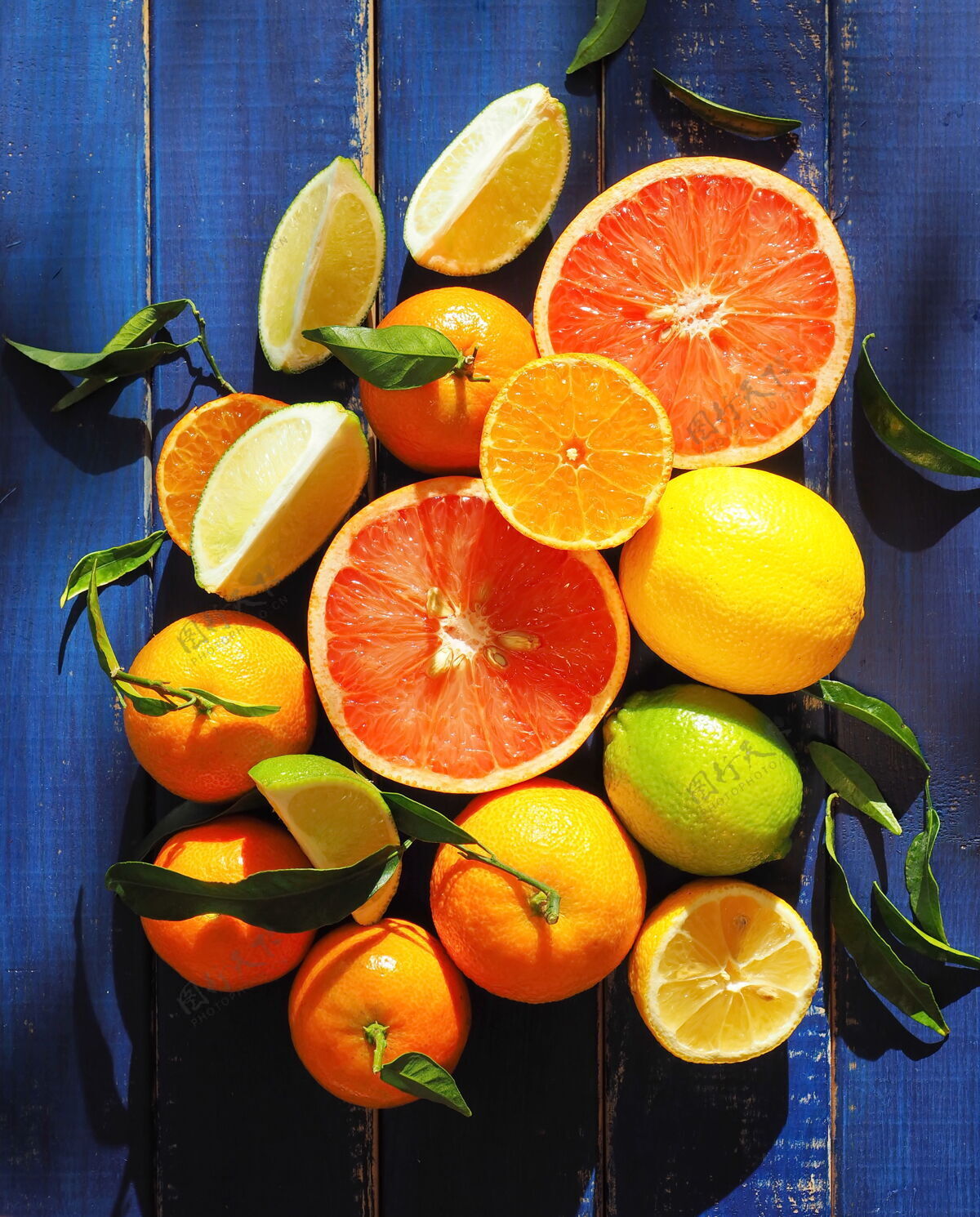 新鲜各种柑橘类水果-橙子 柠檬 酸橙 柑橘和葡萄柚橘子多汁酸橙