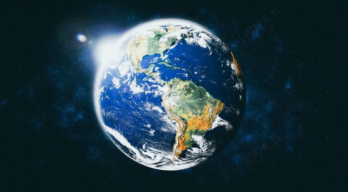 外太空地球-地球-从太空看地球 显示真实的地球表面和世界地图地球天空世界