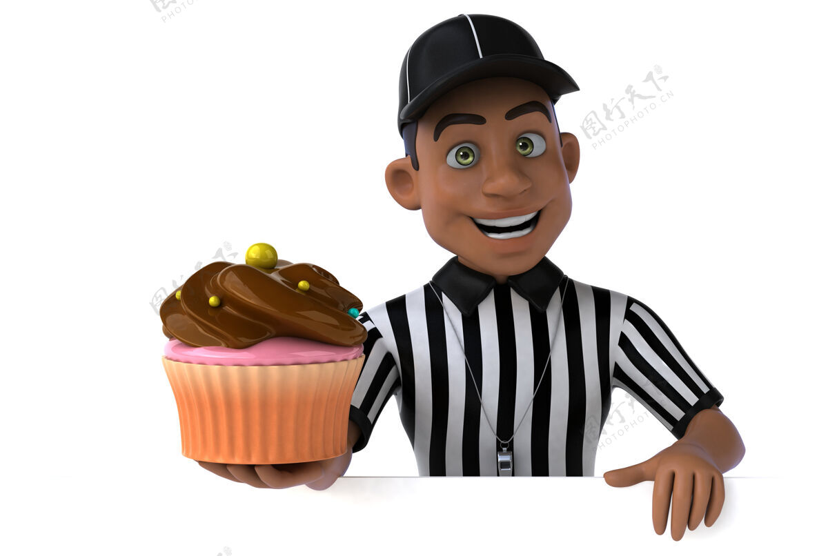 球员美国裁判的有趣插图三维甜点官员