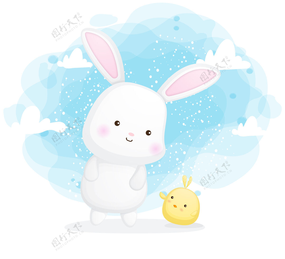 兔子可爱的兔子和小鸡卡通人物云卡通兔子