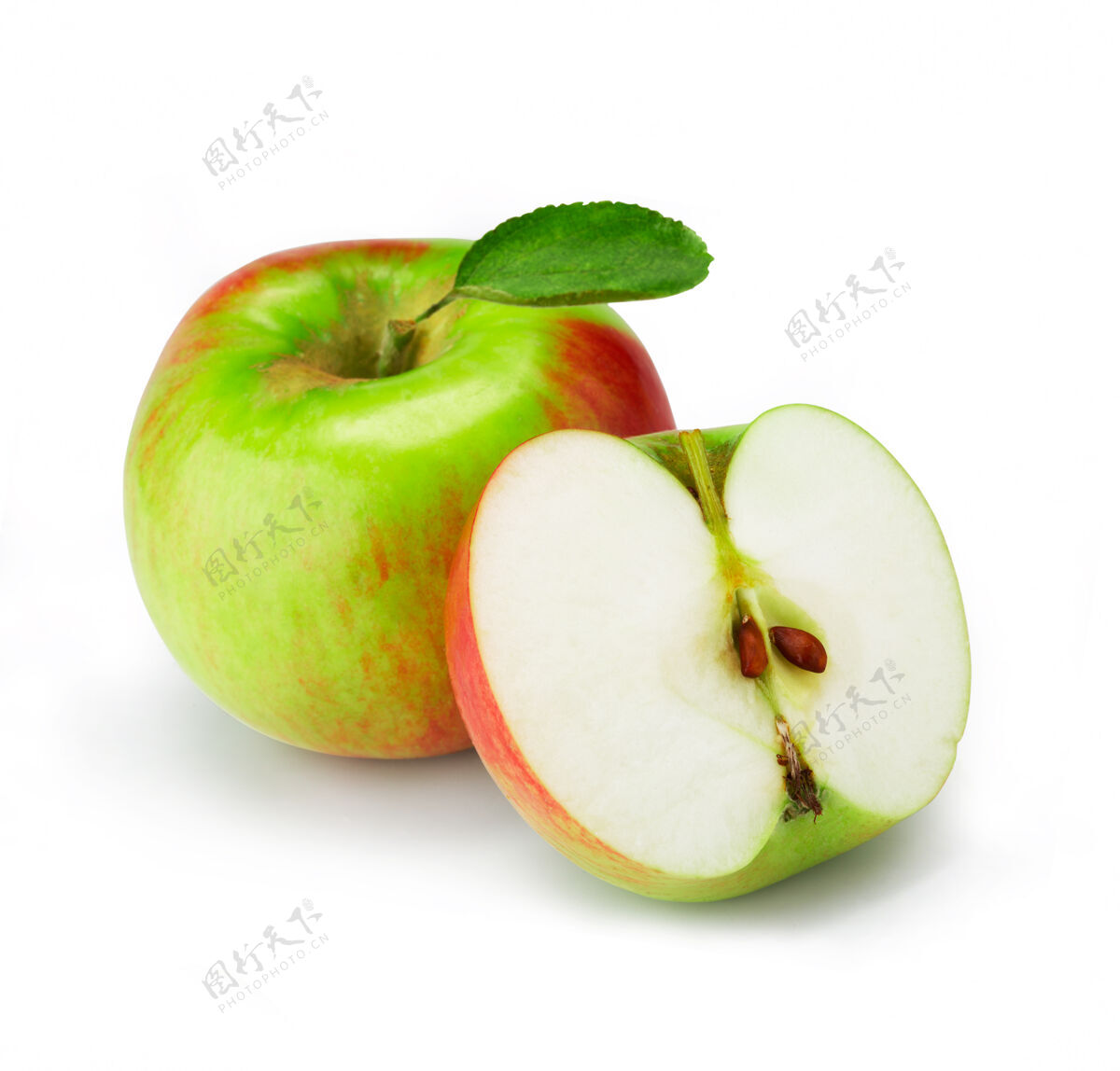 美食新鲜的苹果 一半是白的部分吃水果