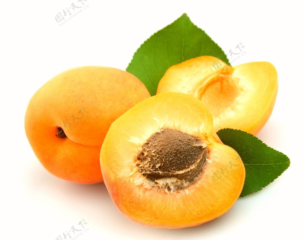 农业三个杏子在白色上面团体杏子水果