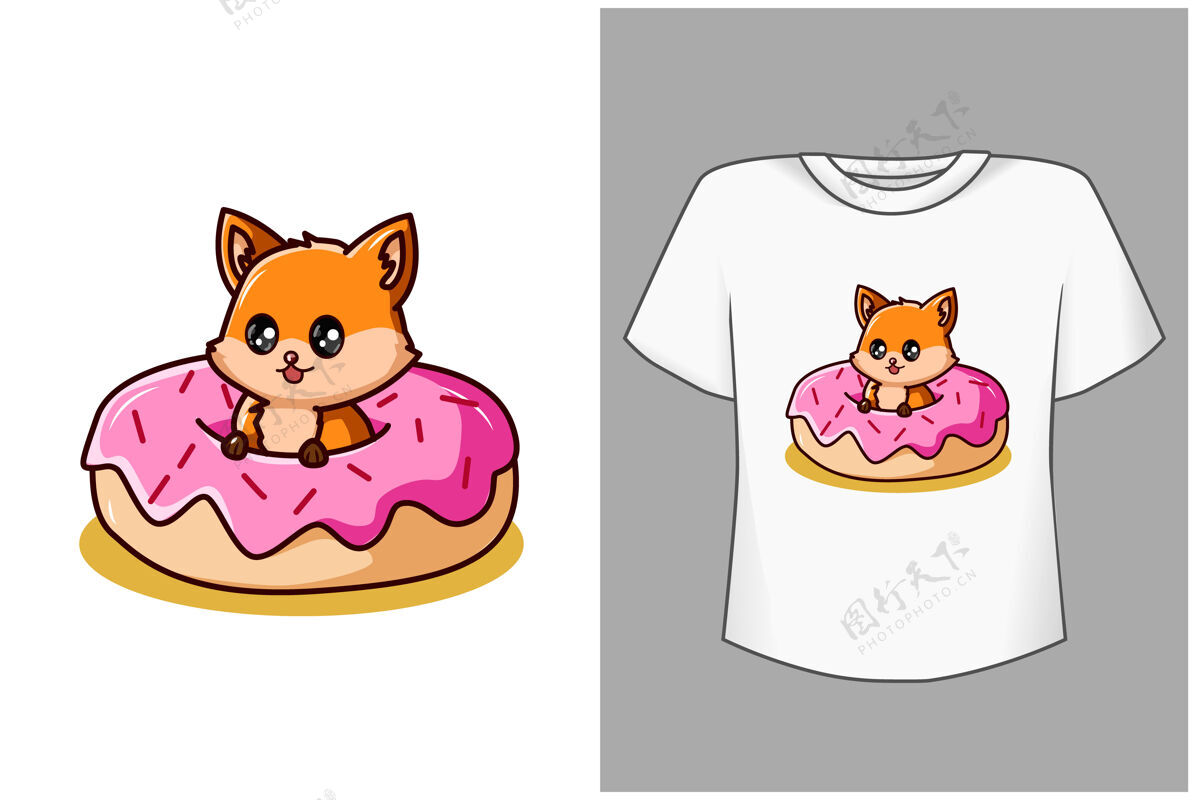 布料模板可爱的小狐狸卡通插画装饰狐狸卡通