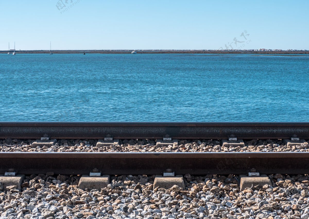 运输靠海的法罗铁路金属海景天空