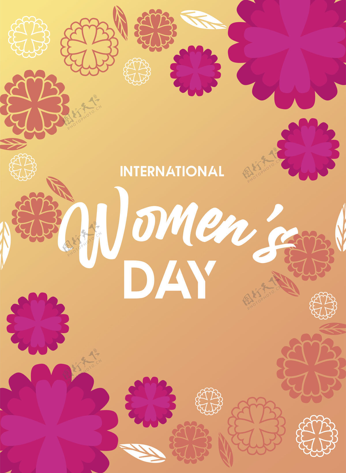 春天国际妇女节庆祝海报与黄色花朵和文字插图8快乐女人