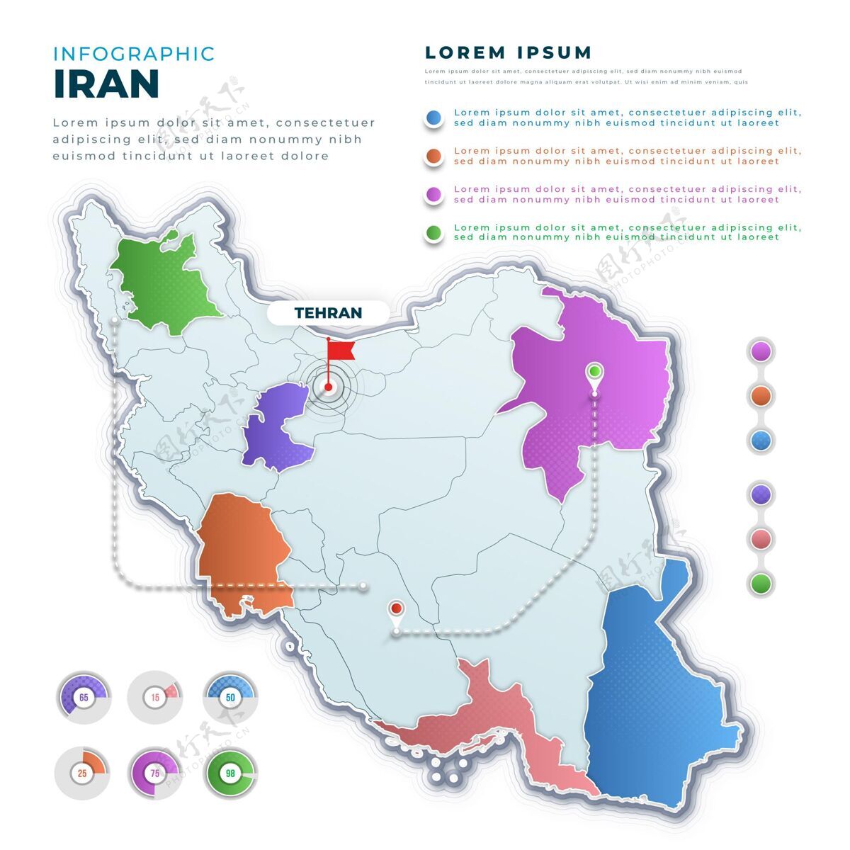 国家渐变伊朗地图信息图信息图图形信息