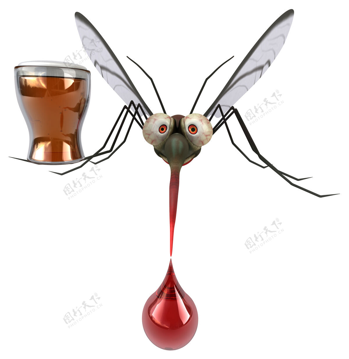 危险蚊子-三维插图传染性动物酒精