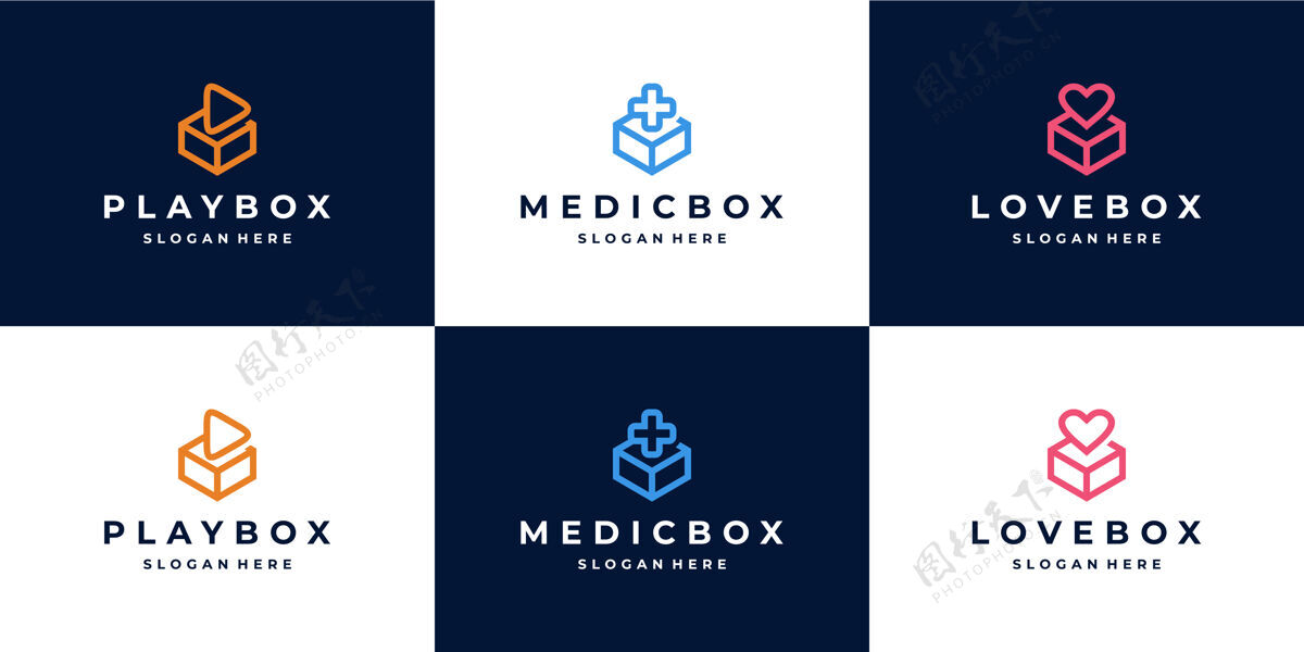 医生Monolinebox标志组合概念诊所标志