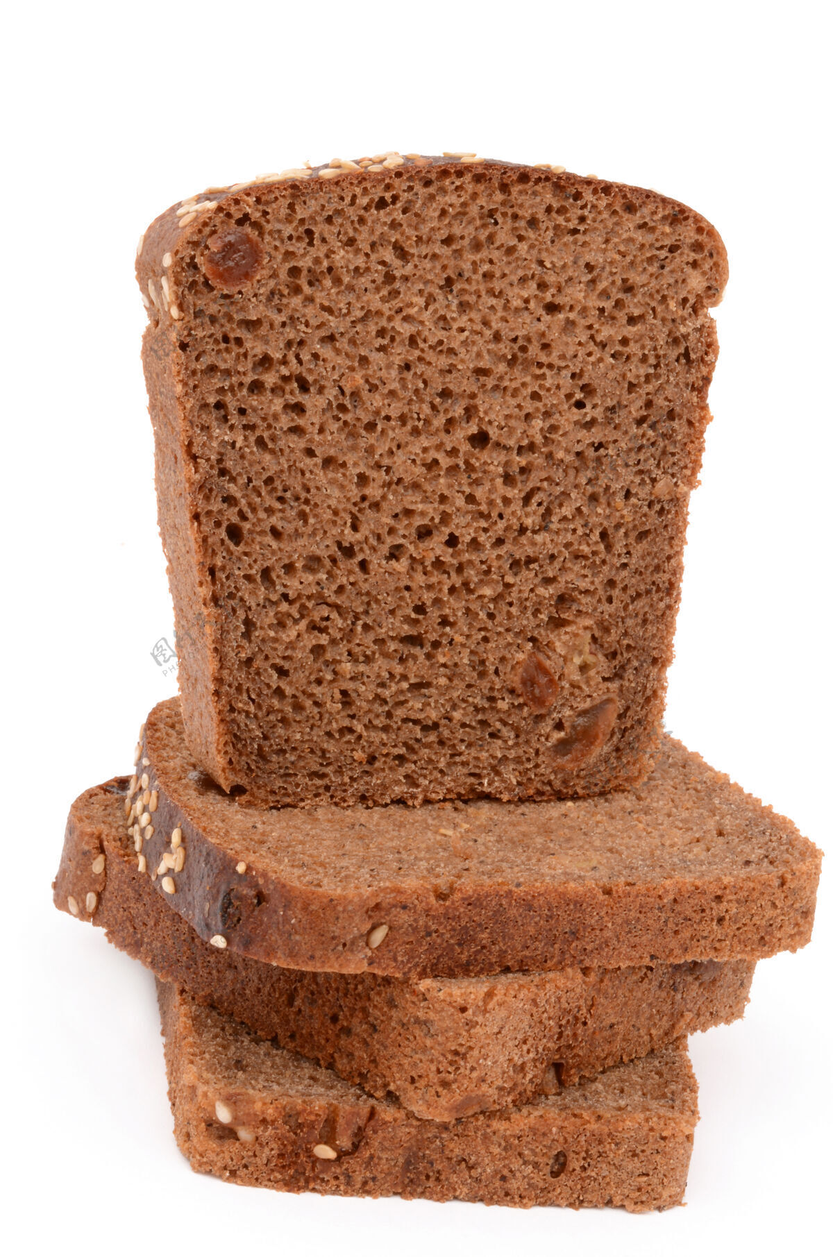 面包房把面包片放在白色的表面上膳食大麦香料