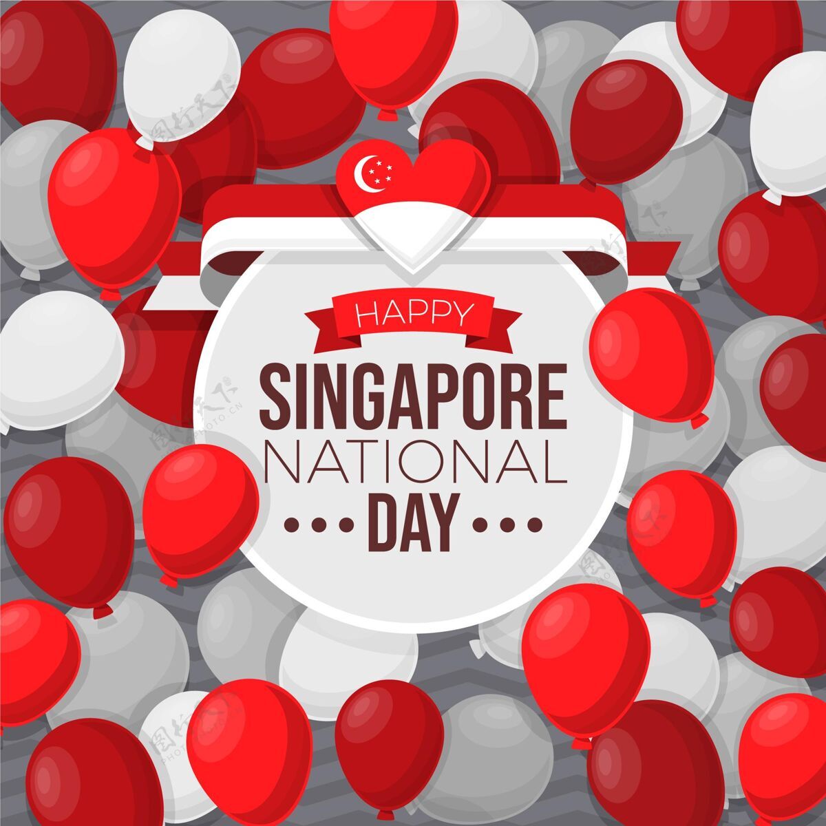 自由平新加坡国庆插画平面设计爱国活动