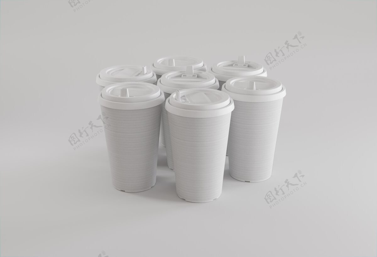 分类咖啡品牌与杯子高角度模型杯子品牌