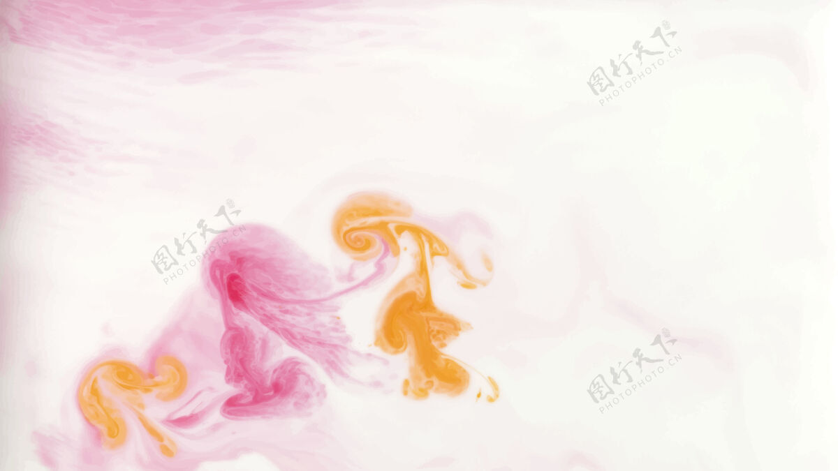 流体艺术橙色和粉色抽象水彩背景墨水大理石艺术彩色