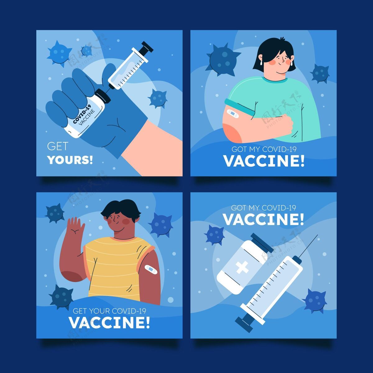 社交媒体post平板疫苗instagram帖子集Set正方形格式社交媒体
