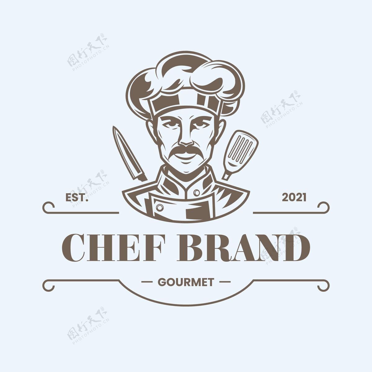 厨师徽标详细的厨师标志模板企业详细信息品牌