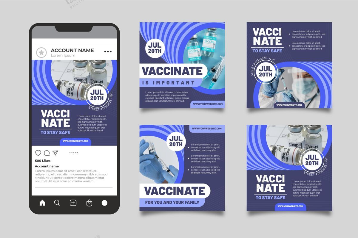 平面设计平面设计疫苗instagram贴子集疾病病毒包装
