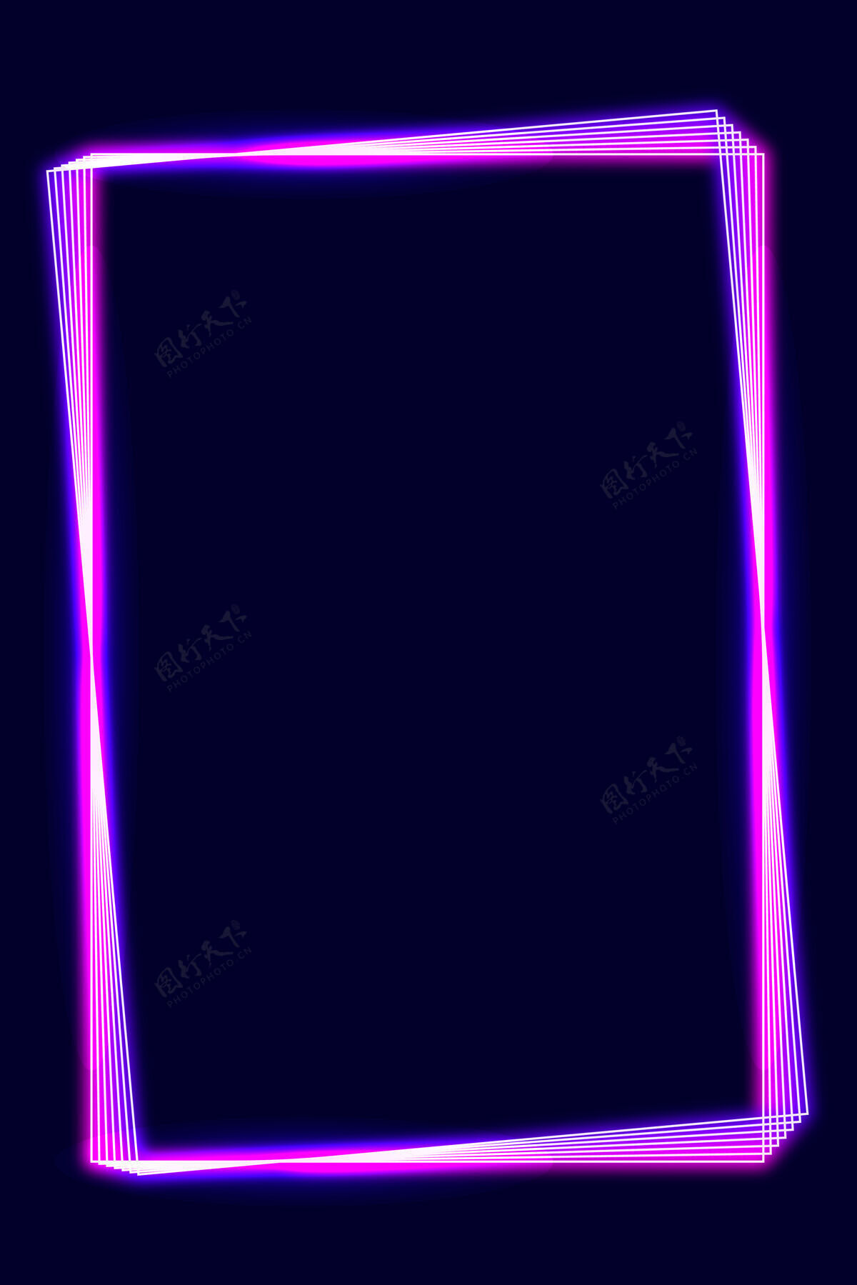 霓虹灯黑色背景上的粉红色霓虹灯框架复制空间框架矩形