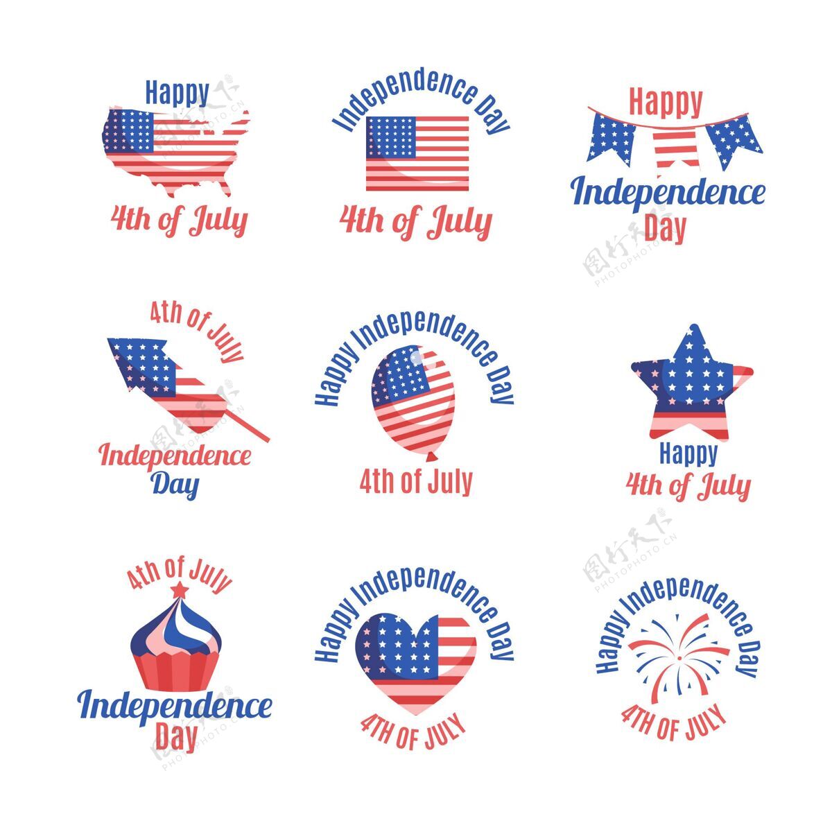 标签收藏手绘七月四日独立日徽章系列分类国家美国
