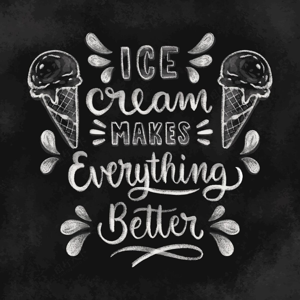 柔软手绘冰淇淋黑板文字冰淇淋食物甜点