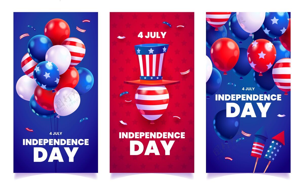 美国卡通7月4日-独立日横幅设置横幅独立日横幅7月4日