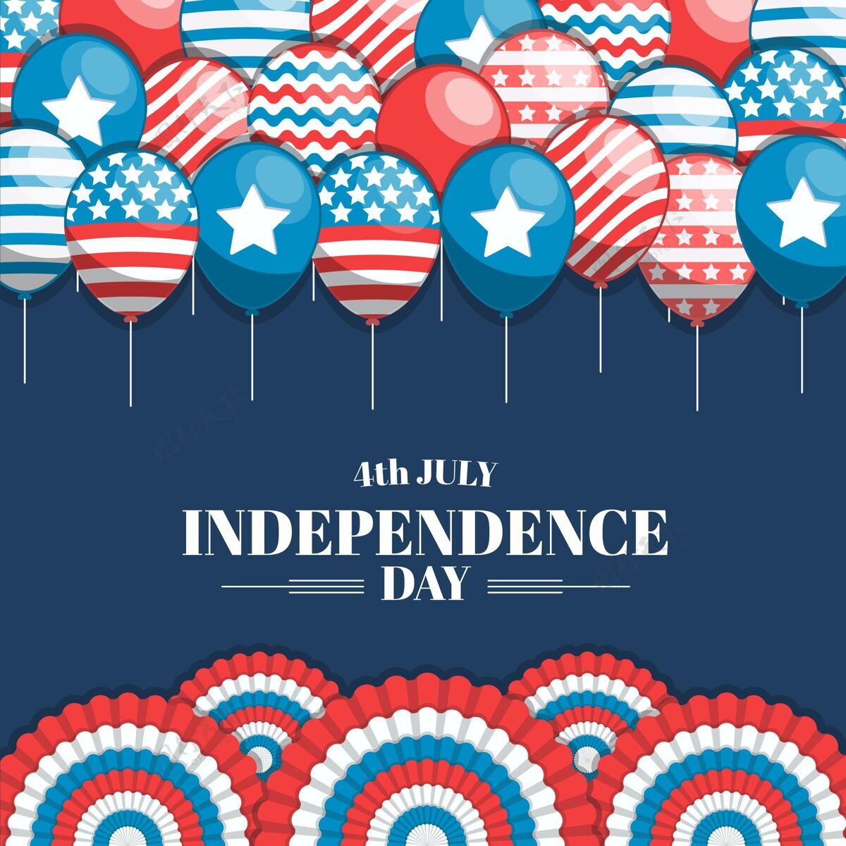 气球背景七月四日-独立日气球背景爱国平面背景独立日