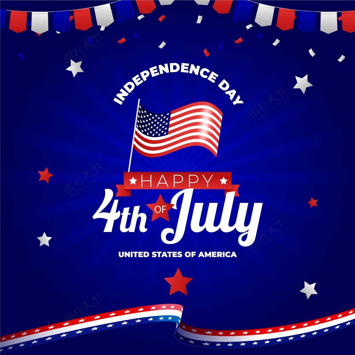 美国七月四日独立日插画独立日美国活动