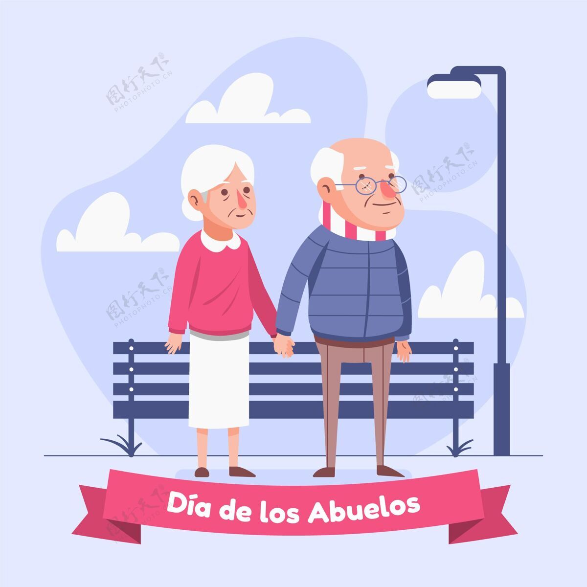 活动迪亚德洛斯阿布埃洛斯庆典插图祖母祖父母平面设计