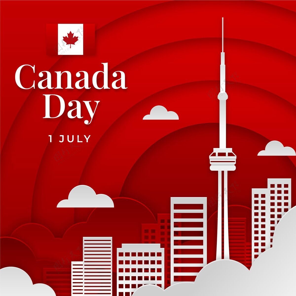纸风格加拿大日纸制插图活动加拿大7月1日