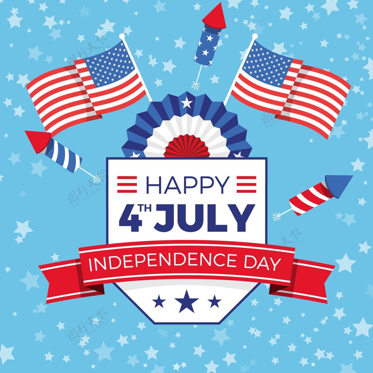 美国七月四日-独立日插画美国活动独立日快乐