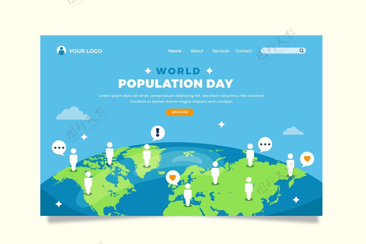登陆页世界人口日登陆页模板问题世界人口日手绘