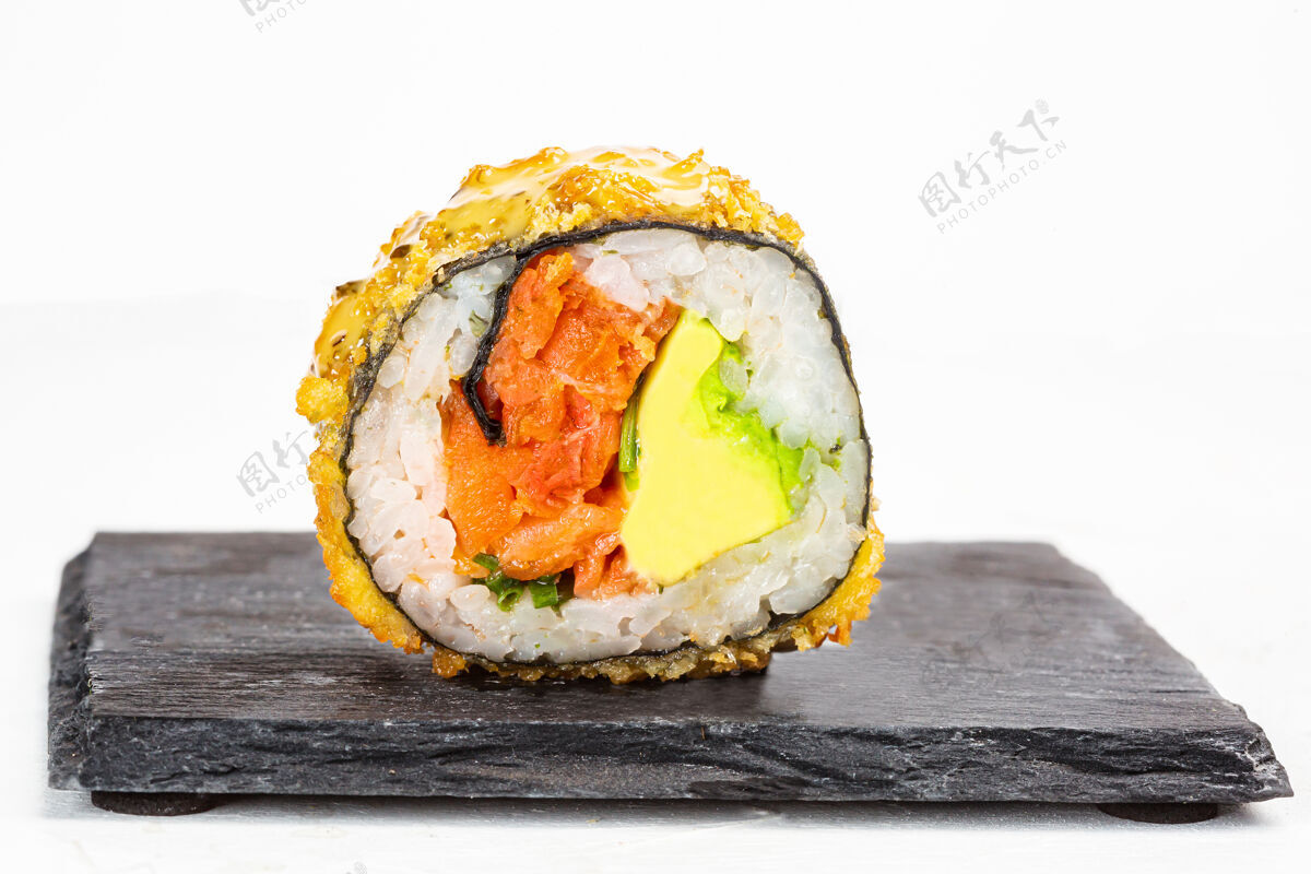 食物白色表面美味寿司卷特写镜头午餐费城日本