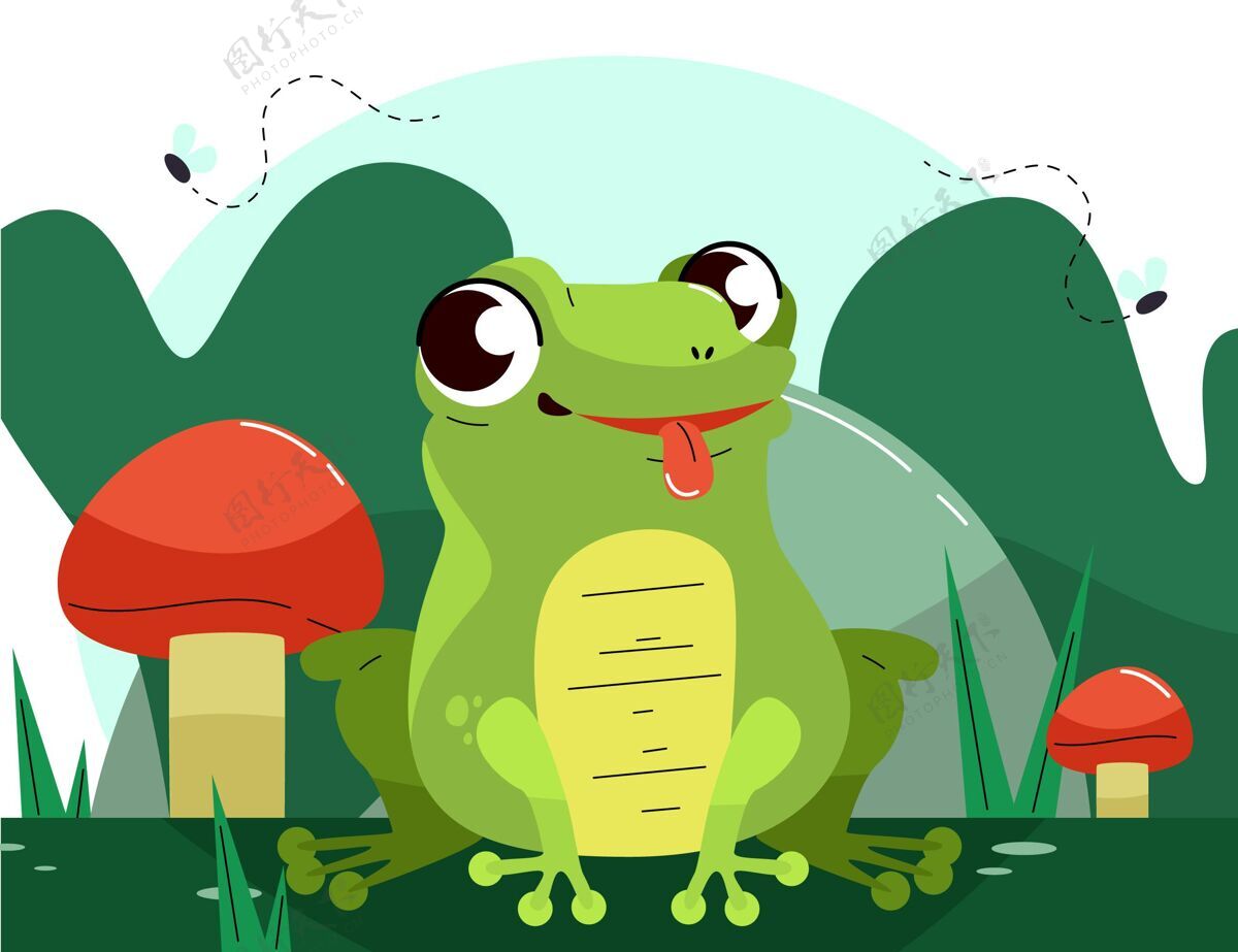 自然可爱的平面设计青蛙插图动物平面设计野生