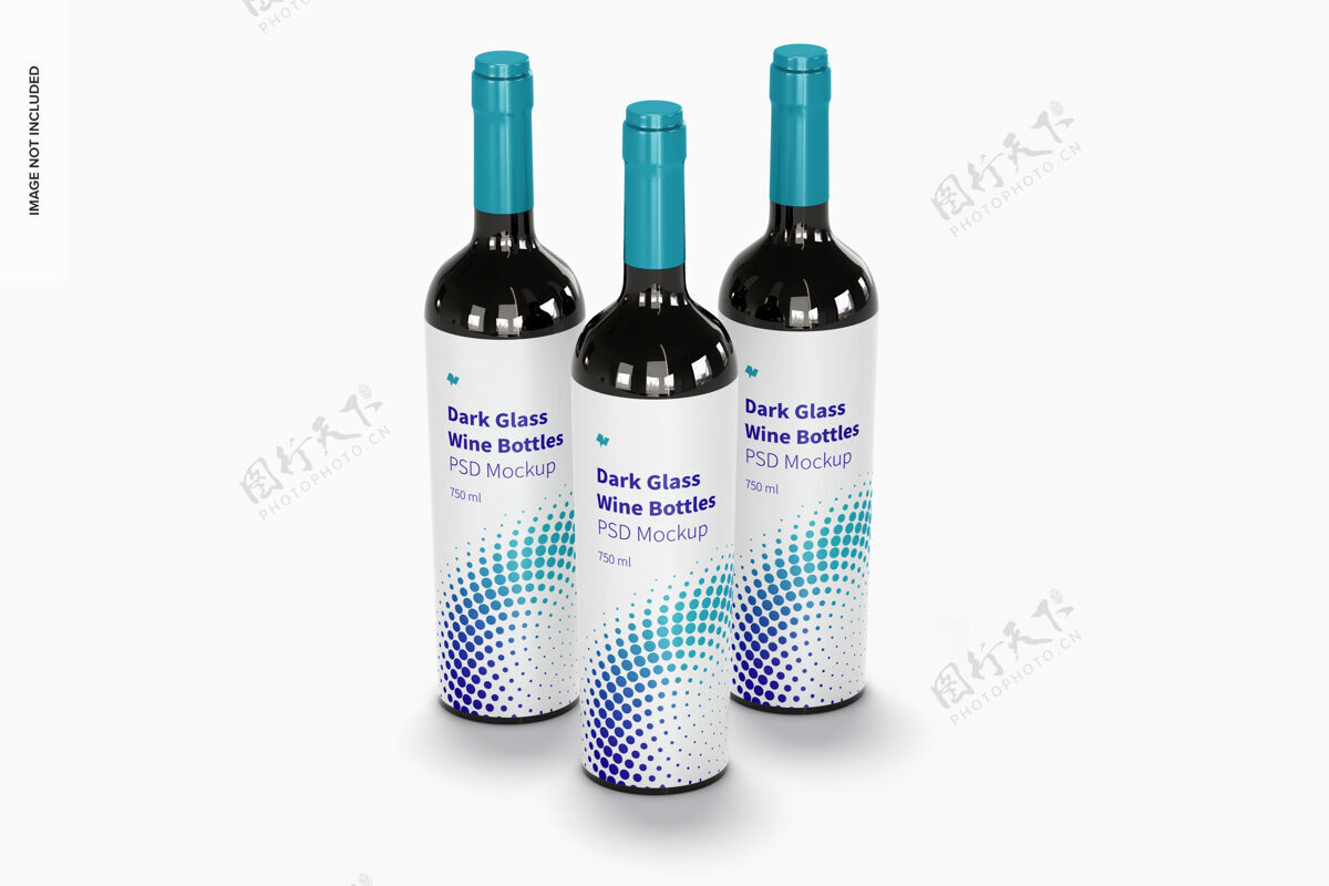 商标黑玻璃酒瓶模型玻璃瓶葡萄酒瓶子