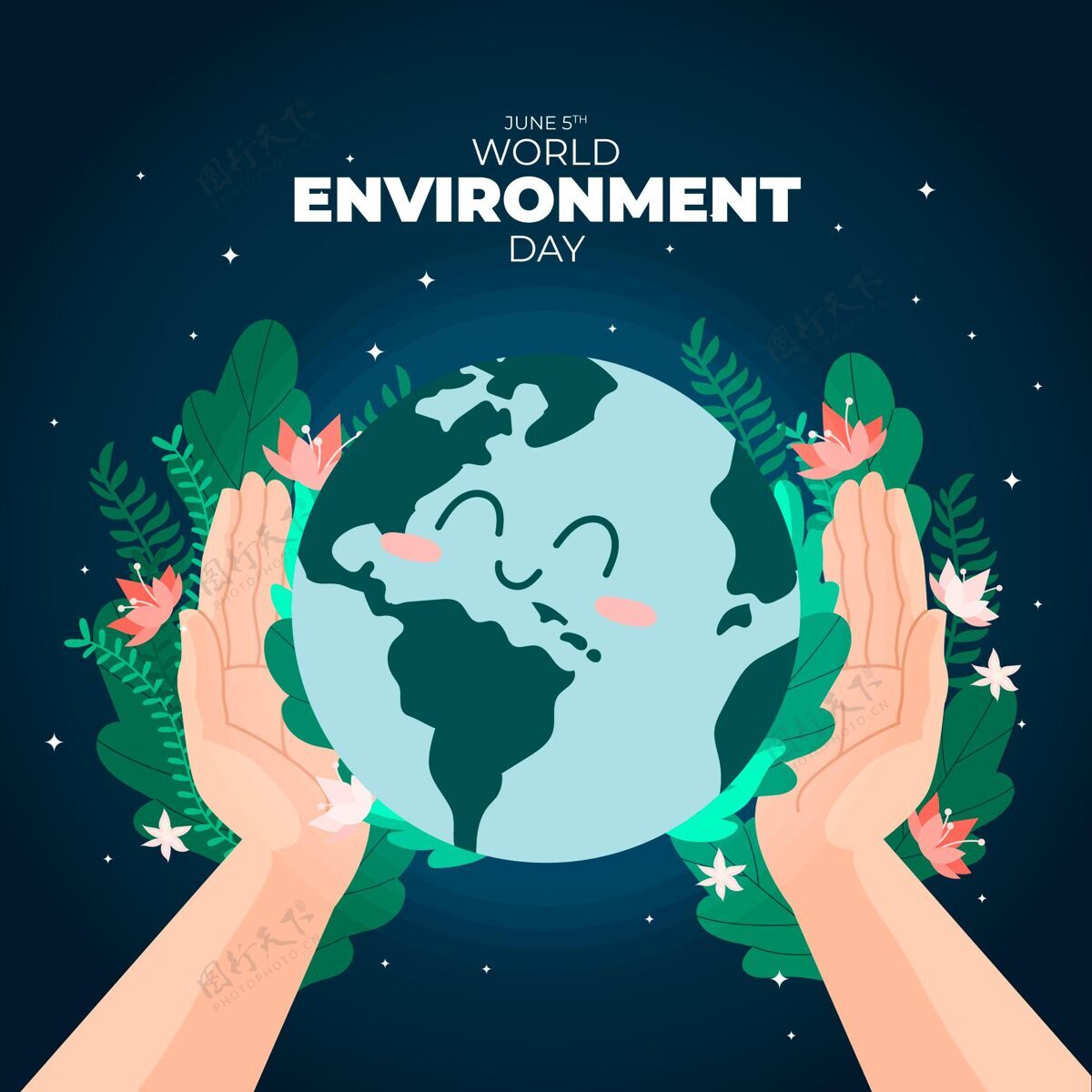 地球平面世界环境日拯救地球插图国际活动意识
