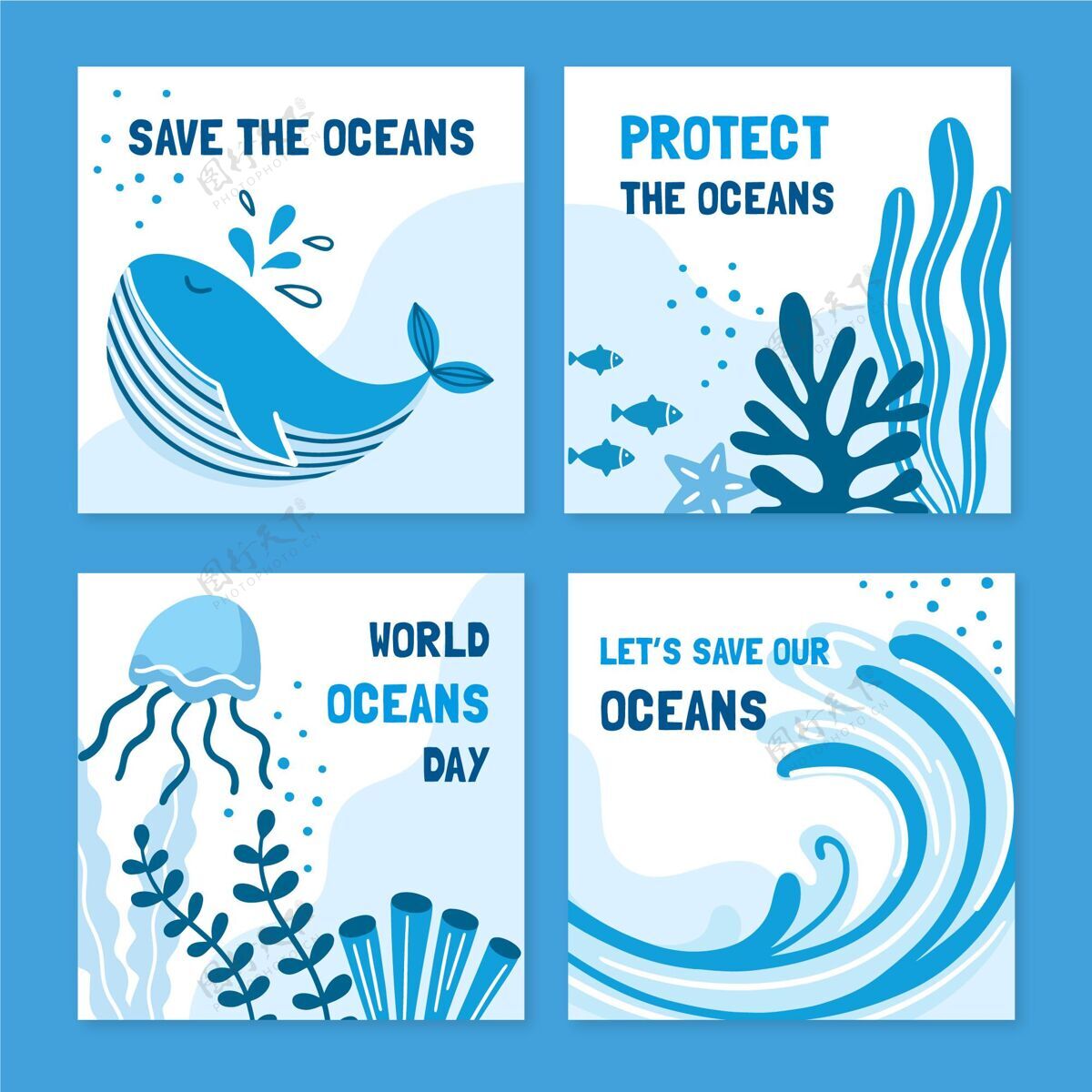 海洋日手绘世界海洋日instagram帖子集手绘发布全球