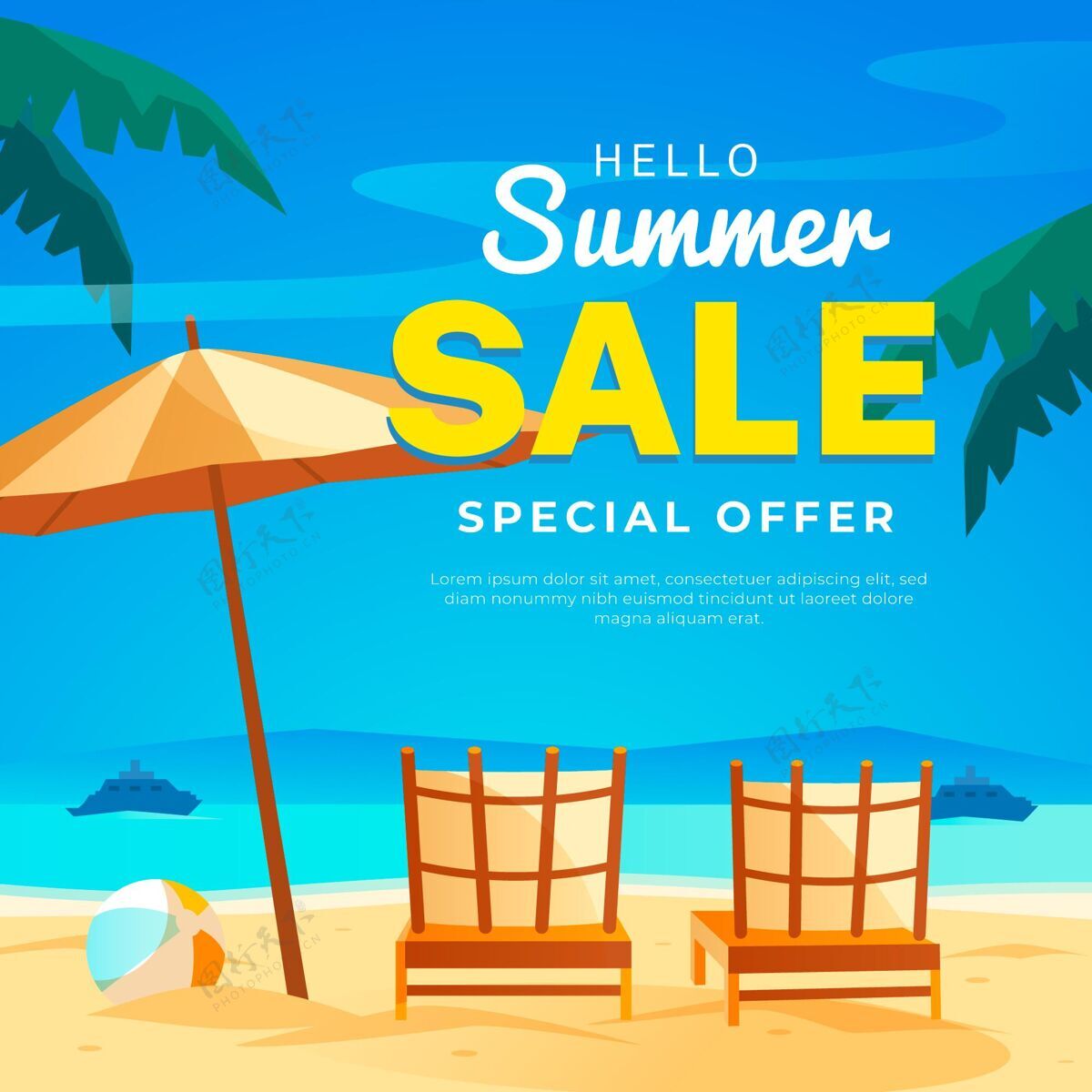 购物平面夏季销售插图夏季销售插图获取夏季销售