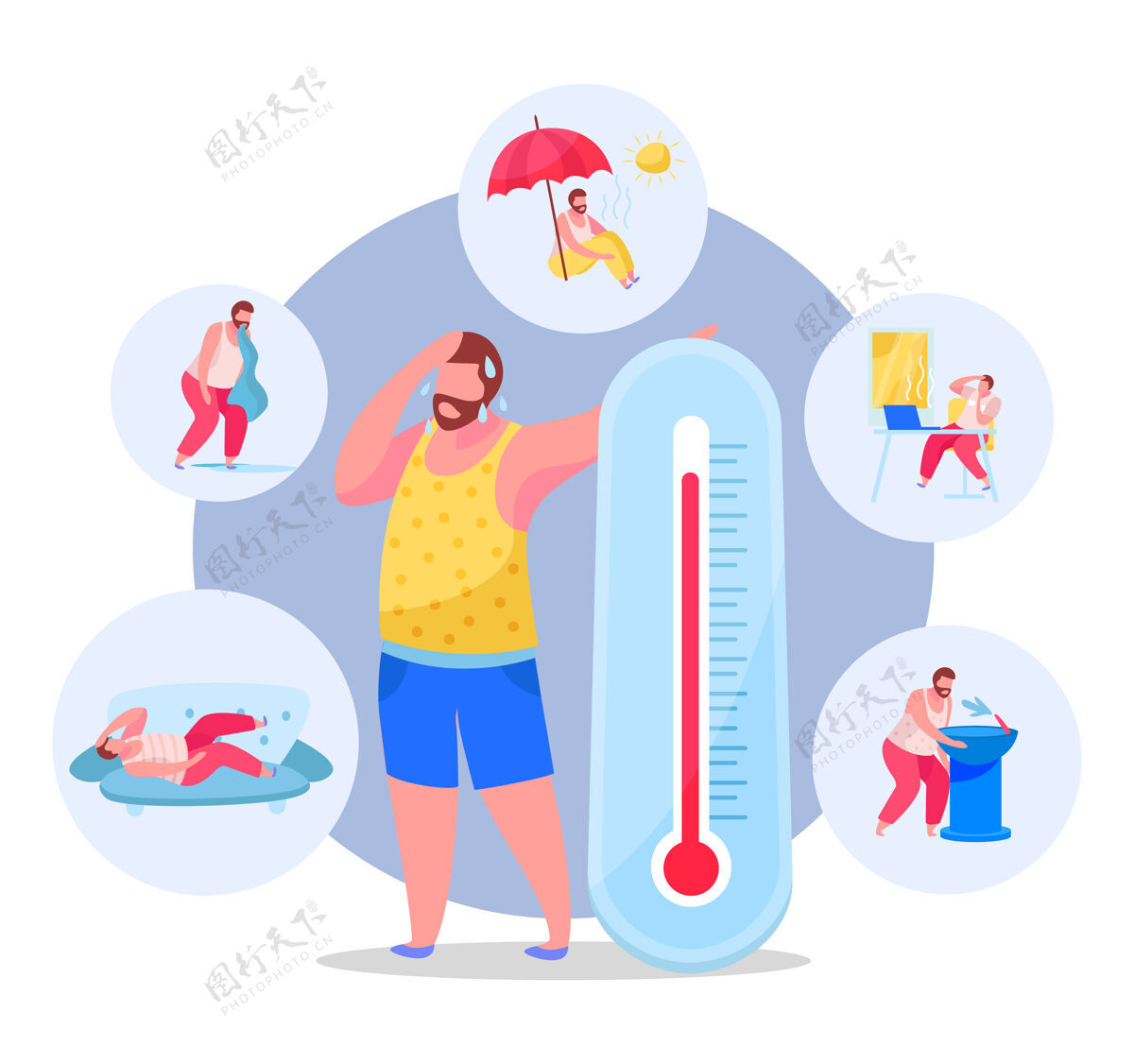 循环夏季防暑降温提示集体温计夏季症状