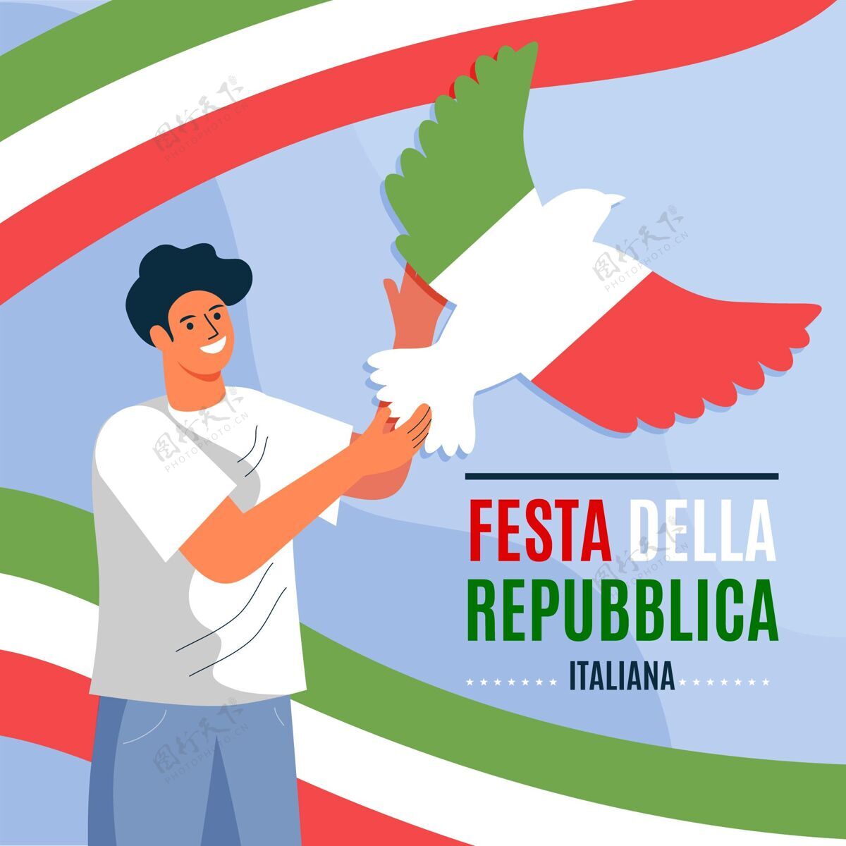 平面有机平面共和国节插图意大利爱国国旗