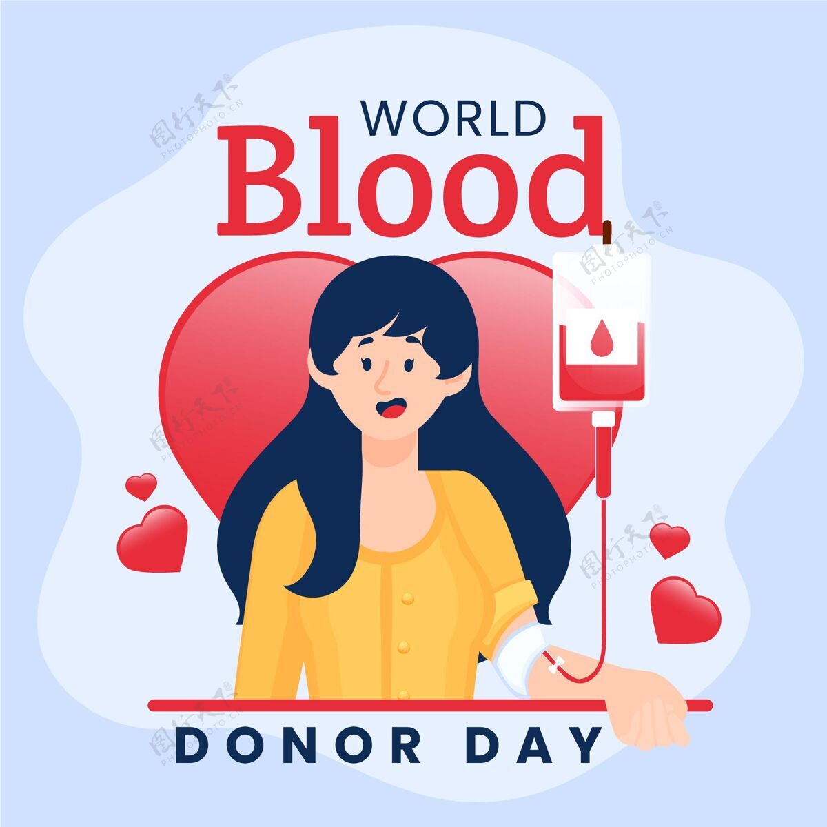 活动有机平板世界献血者日插画世界庆祝6月14日