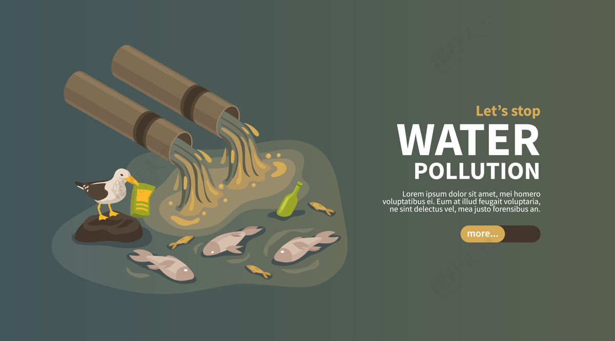 水水污染来自工业横幅网横幅工业管道污染海洋与废品呼吁行动污染海洋