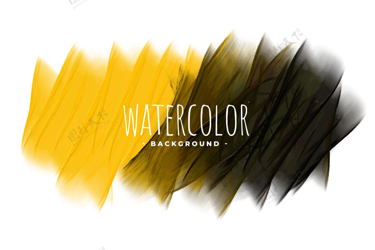 抽象黄色和黑色抽象水彩混合背景背景混合纹理