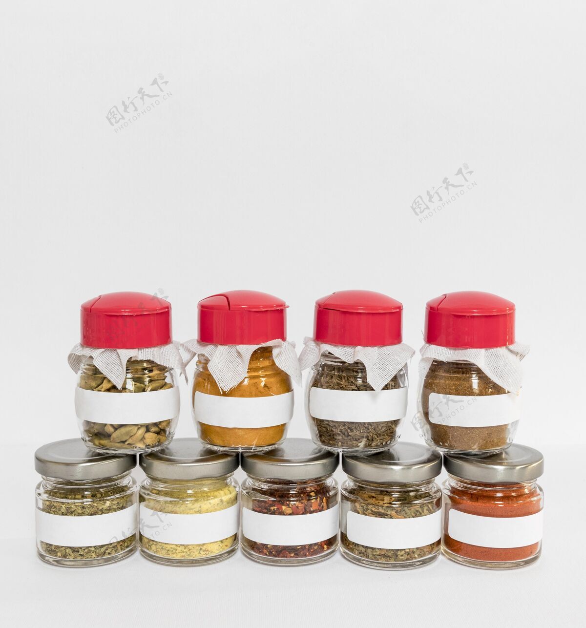标签收集标签罐与香料设置包装罐子